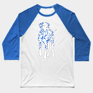 Dalmatian Dog One Line with Blue Spots Baseball T-Shirt